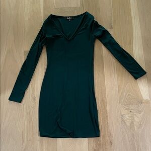 Lulu's Deep Green Long Sleeve Dress